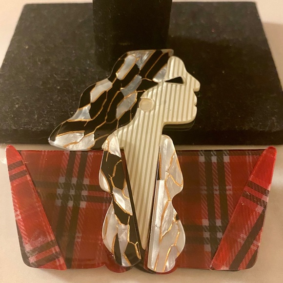 Jewelry - Marble & Plaid Professional Woman Brooch